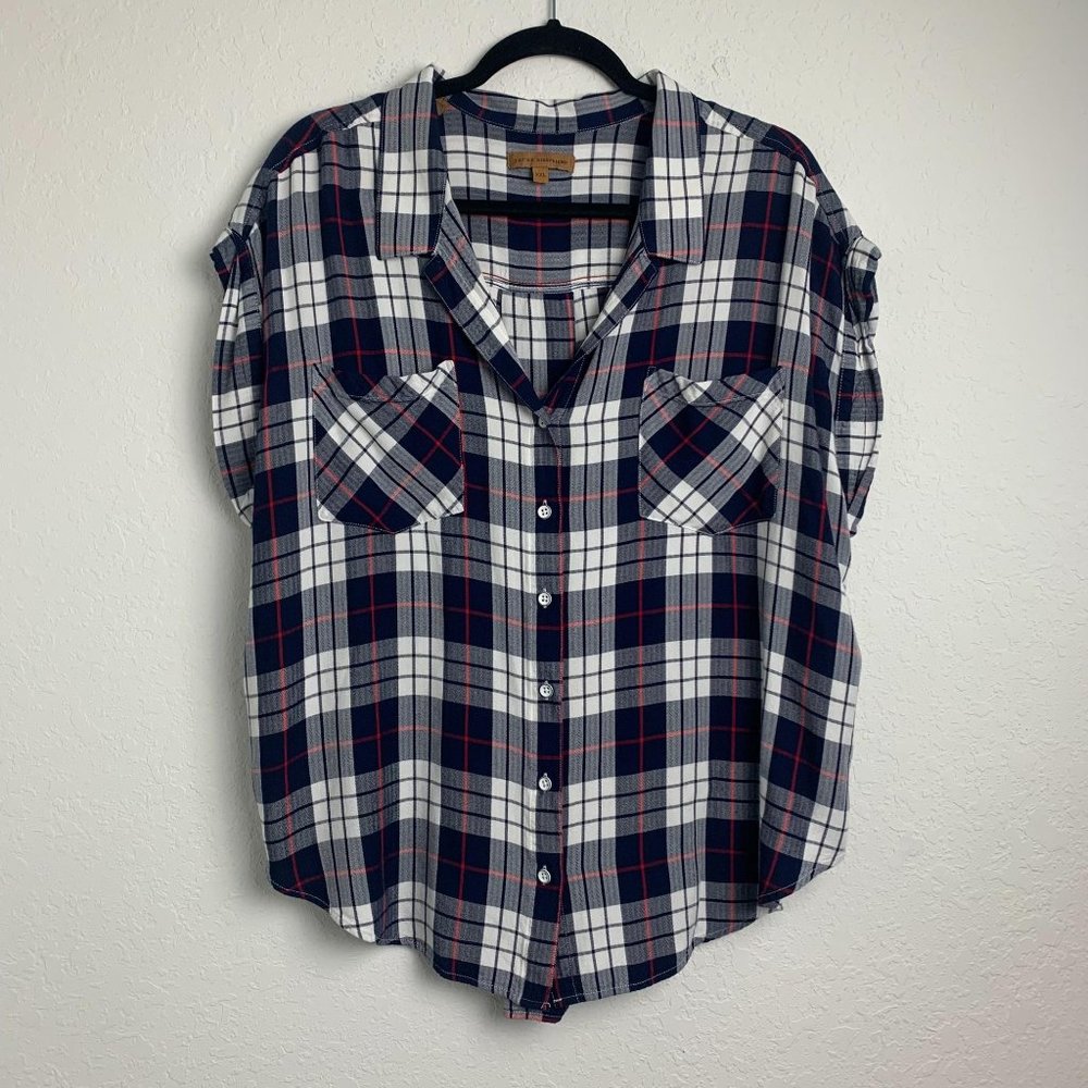 Jachs Girlfriend Plaid Top Red White and Blue